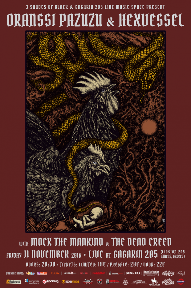 Ανταπόκριση: ORANSSI PAZUZU, HEXVESSEL, Mock the Mankind, The Dead Creed @ Gagarin 205, Αθήνα [11/11/2016]