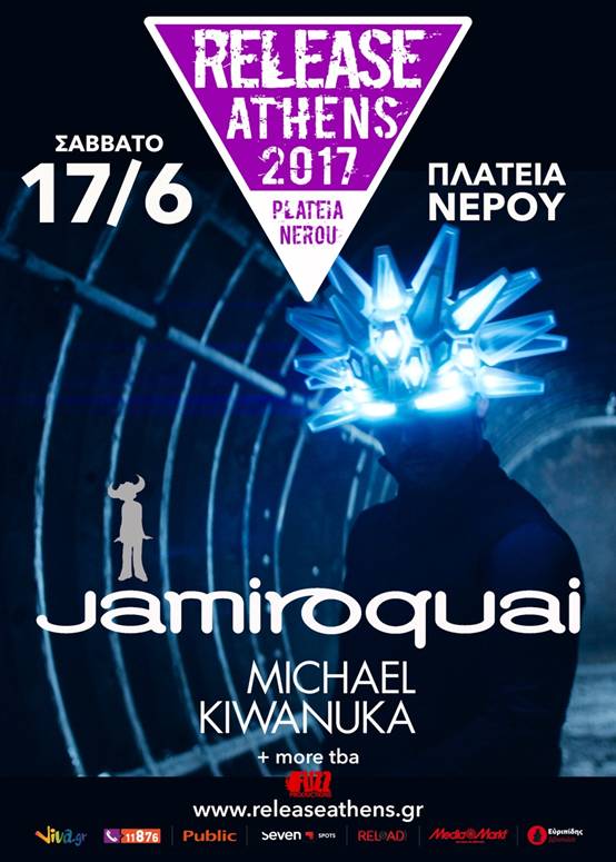 Release Athens 2017: Jamiroquai + Michael Kiwanuka + more tba – 17/6/17 Πλατέια Νερού