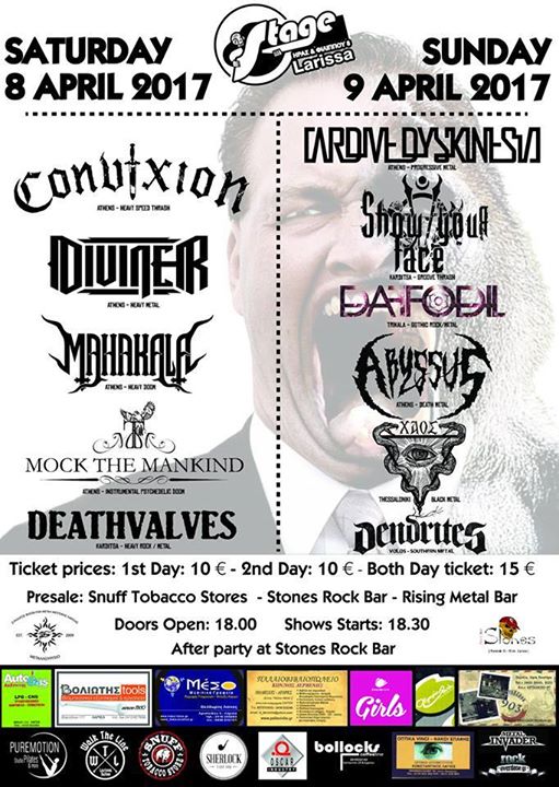 Ανταπόκριση: 6o Rock Music Festival – 1η ημέρα (Convixion, Diviner, Mahakala, Mock The Mankind, Deathvalves) @ Stage Club, Λάρισα (8/4/2017)