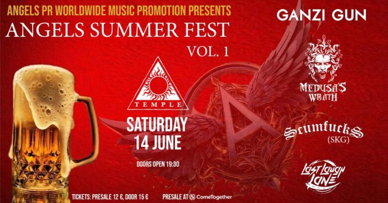 ANGELS SUMMER FEST VOL.1 με GANZI GUN, MEDUSA’S WRATH, SCUMFUCKS, LAST LAUGH LANE @ Temple, το Σάββατο 14 Ιουνίου 2025