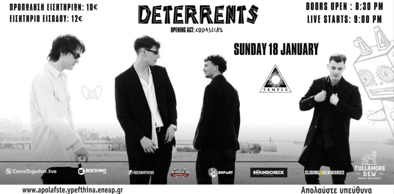 Deterrents + opening act: Codasicks – live @ Black Temple, την Κυριακή 18 Ιανουαρίου 2026