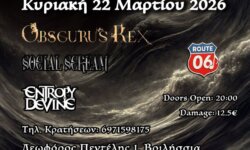 Heavy Metal Night @ Route06 – 22/3: Obscurus Rex, Social Scream, Entropy Devine