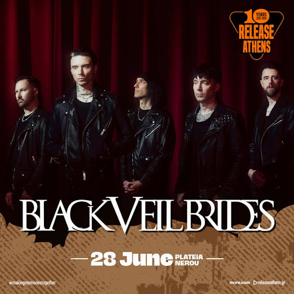 Το Release Athens 2026 υποδέχεται τους Black Veil Brides την Κυριακή 28 Ιουνίου, στην Πλατεία Νερού.